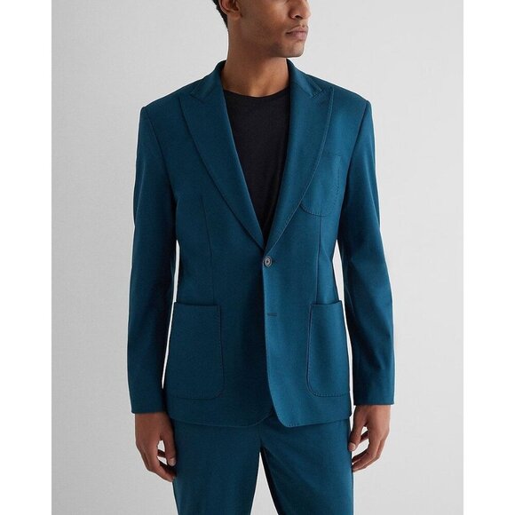 Express Slim Teal Stretch Cotton-Blend Suit Jacket Men's 36S New Retail $248 - Picture 4 of 4